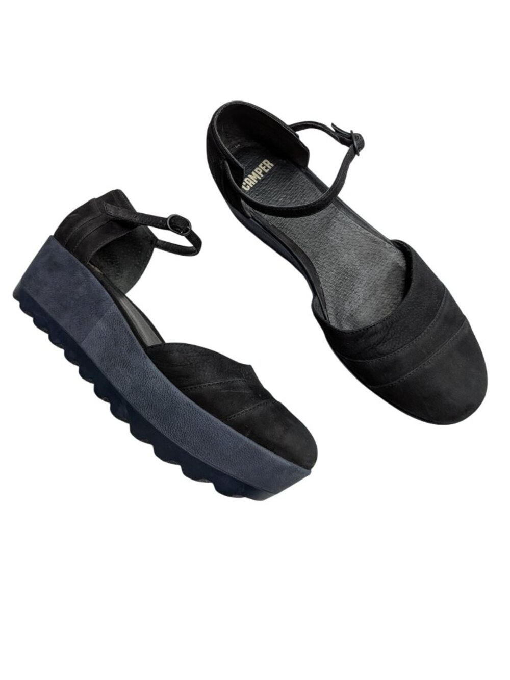 Camper Womens Laika Sports Platform Sandals Ankle Strap EU 39 Navy Blue Black